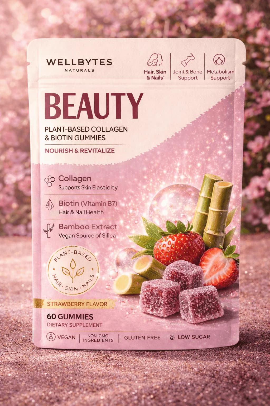 WellBytes Beauty — Plant-Based Collagen & Biotin Gummies